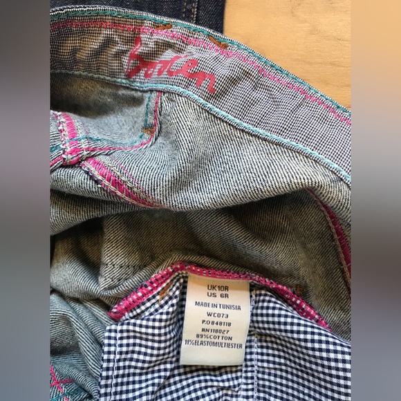 Boden Crop Jeans with Gingham and Stitching Detail, Size US 6R / UK 10R - Picture 7 of 11
